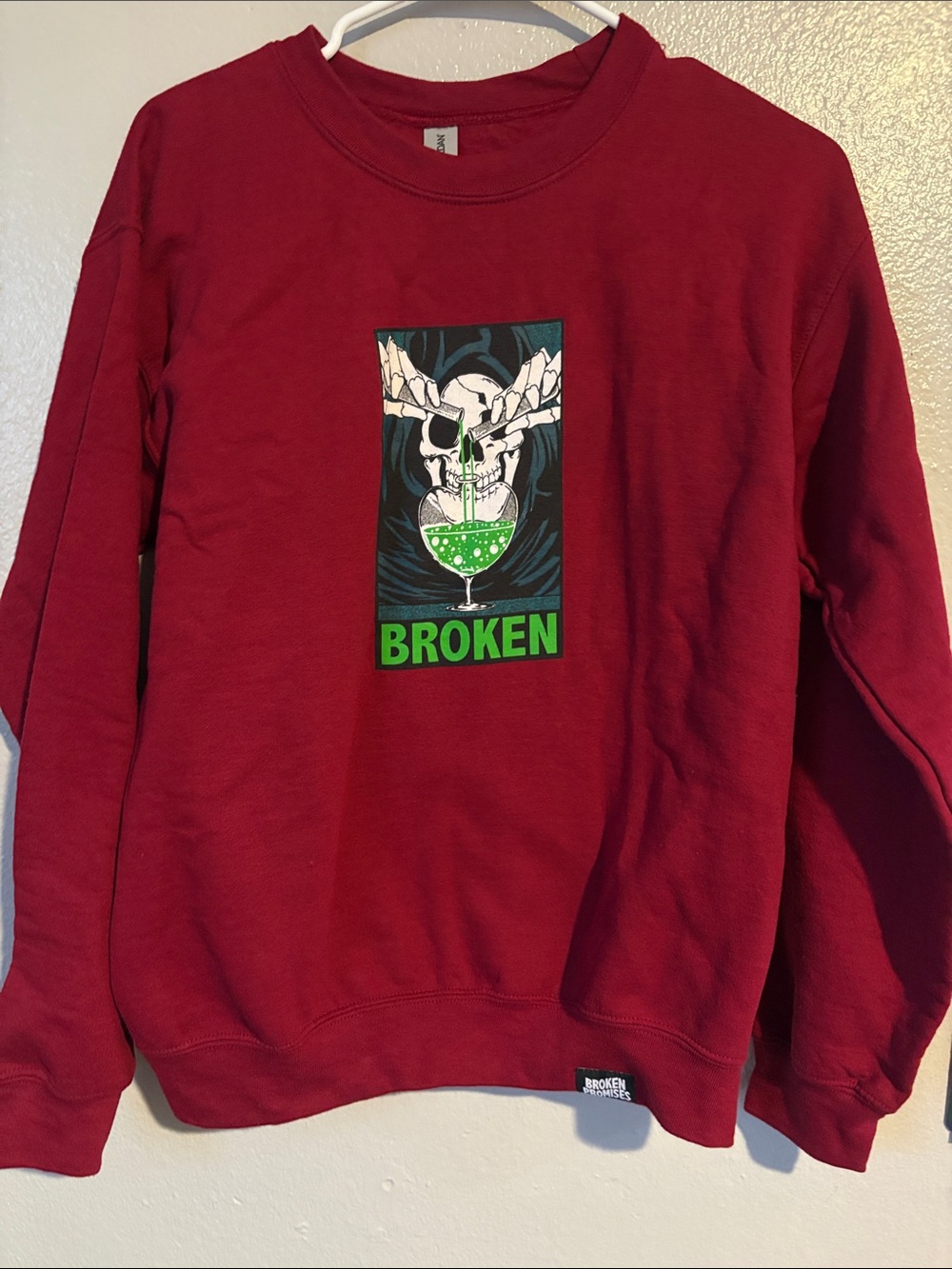 Broken Graphic Crewneck Sweatshirt in Deep Red